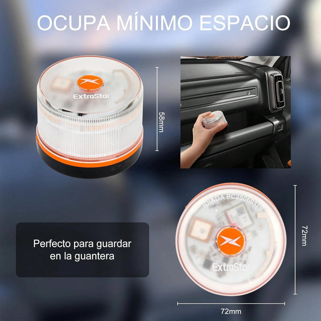 HIBRON EXTRASTAR Luz Emergencia Baliza V16 Homologada DGT Con Geolocalización, Baliza Coche Conectada DGT 3.0, Datos Incluidos Hasta 12/2038