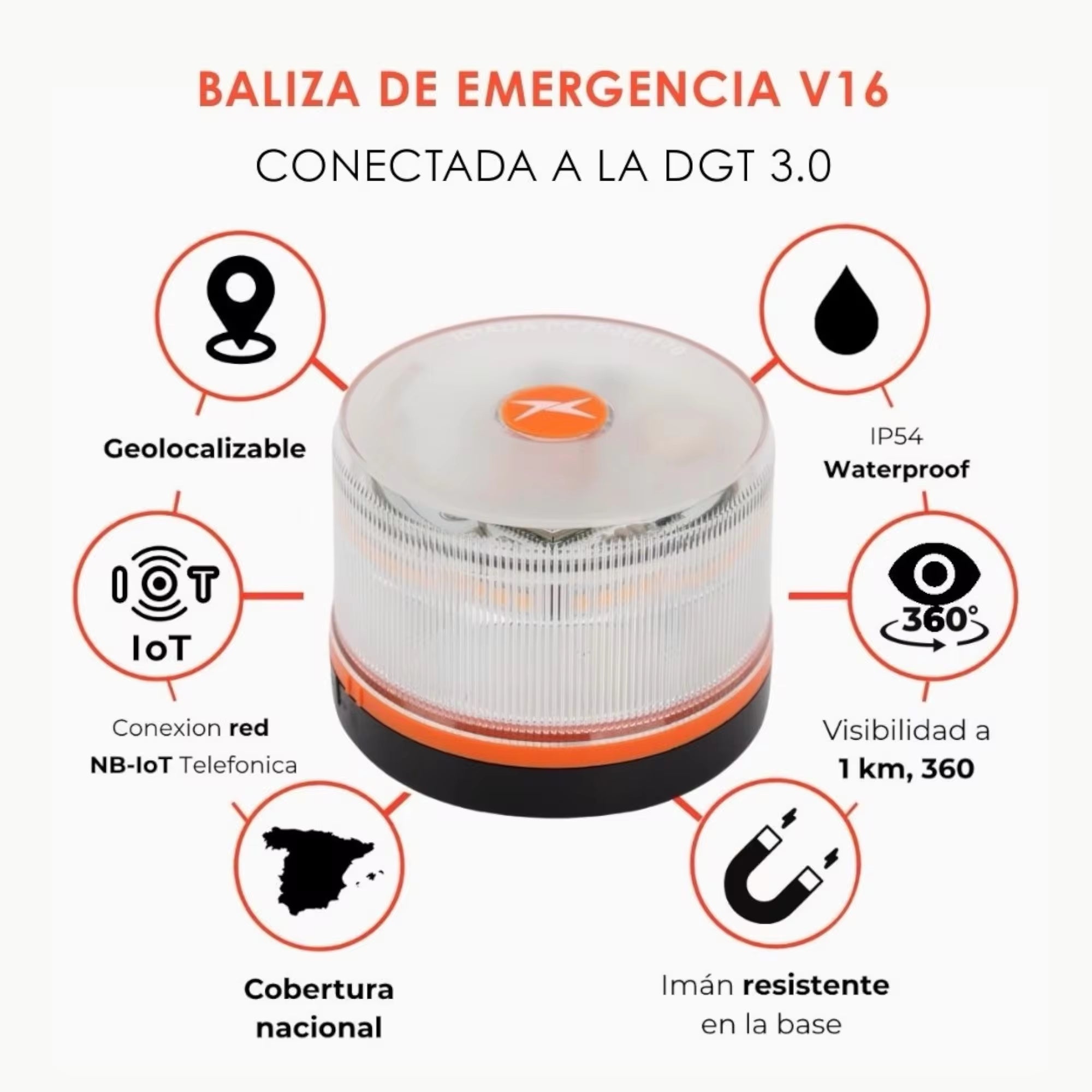 2026 Ultima Version Luz Emergencia Coche Homologado DGT Hasta 2038, Baliza V16 Homologada Dgt Con Geolocalizador