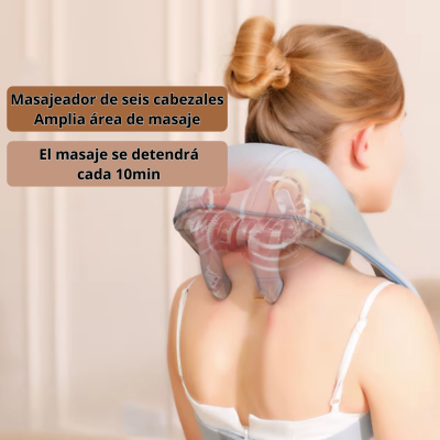 Masajeador eléctrico de cuello y hombros con calefacción, simula movimientos de agarre manual y cubre espalda y piernas