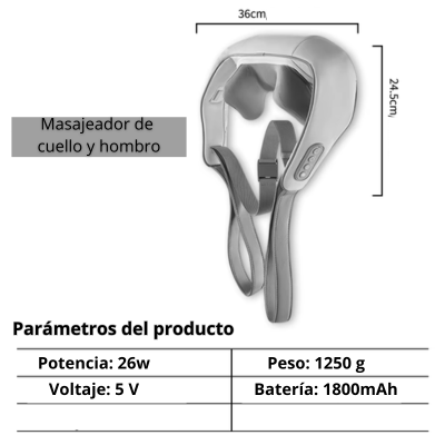 Masajeador eléctrico de cuello y hombros con calefacción, simula movimientos de agarre manual y cubre espalda y piernas